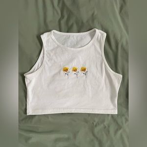 Flower embroidered crop top (SHEIN)